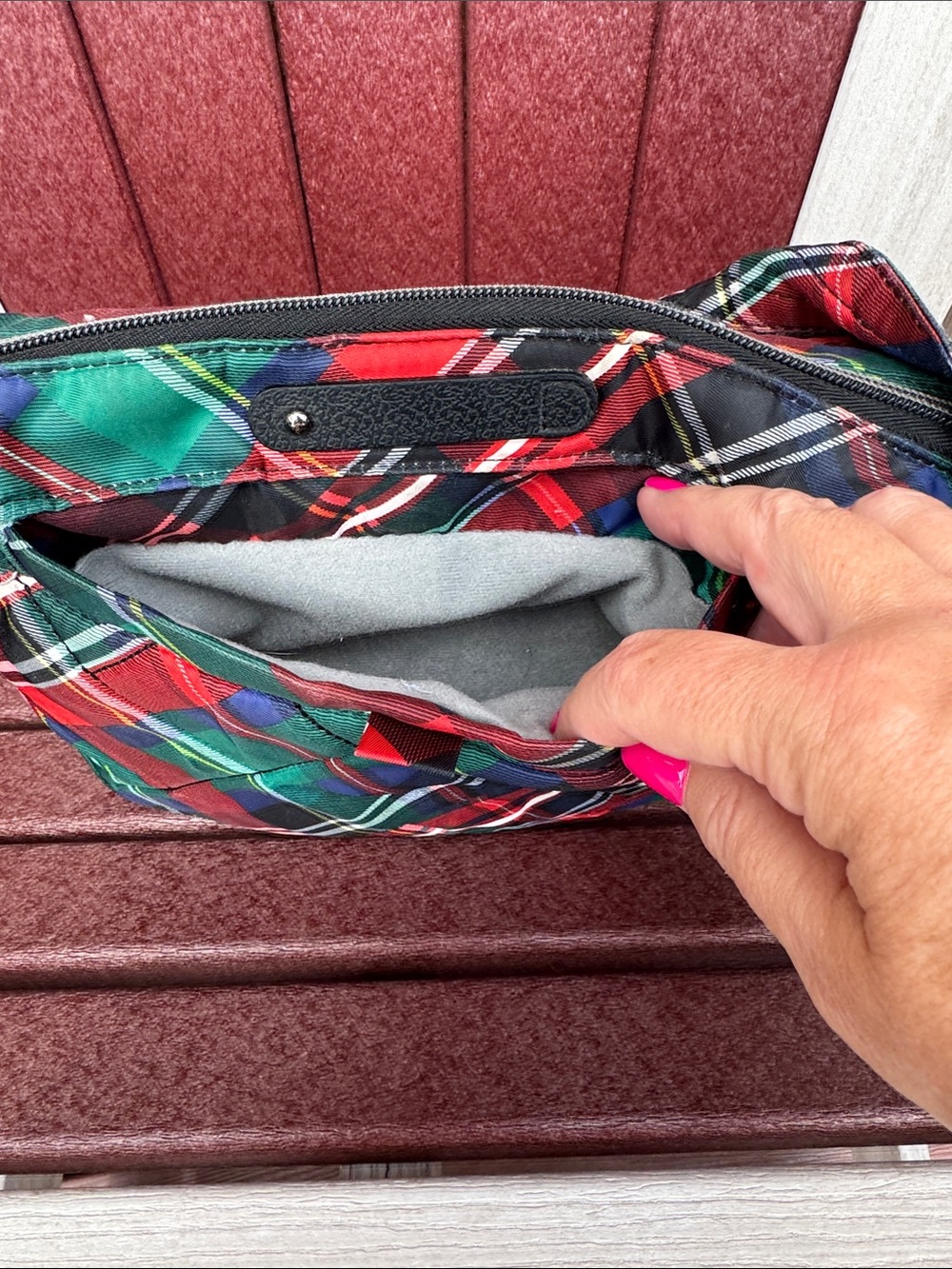 lug Red and Green Plaid Crossbody Shoulder Bag - Picture 2 of 5